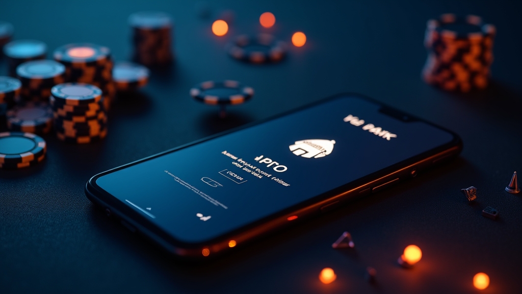 Teléfono Android instalando APK con ambiente de casino oscuro y barra de progreso